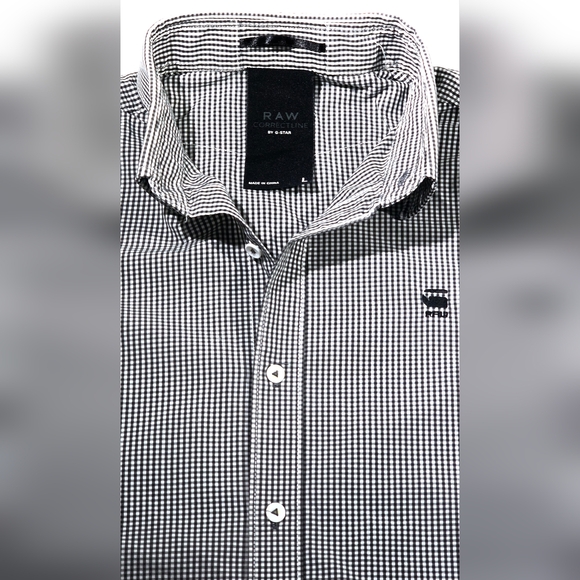 G-Star Raw CL New Shirt 1 Button Down Black Gray Checked Men Large - Picture 8 of 8